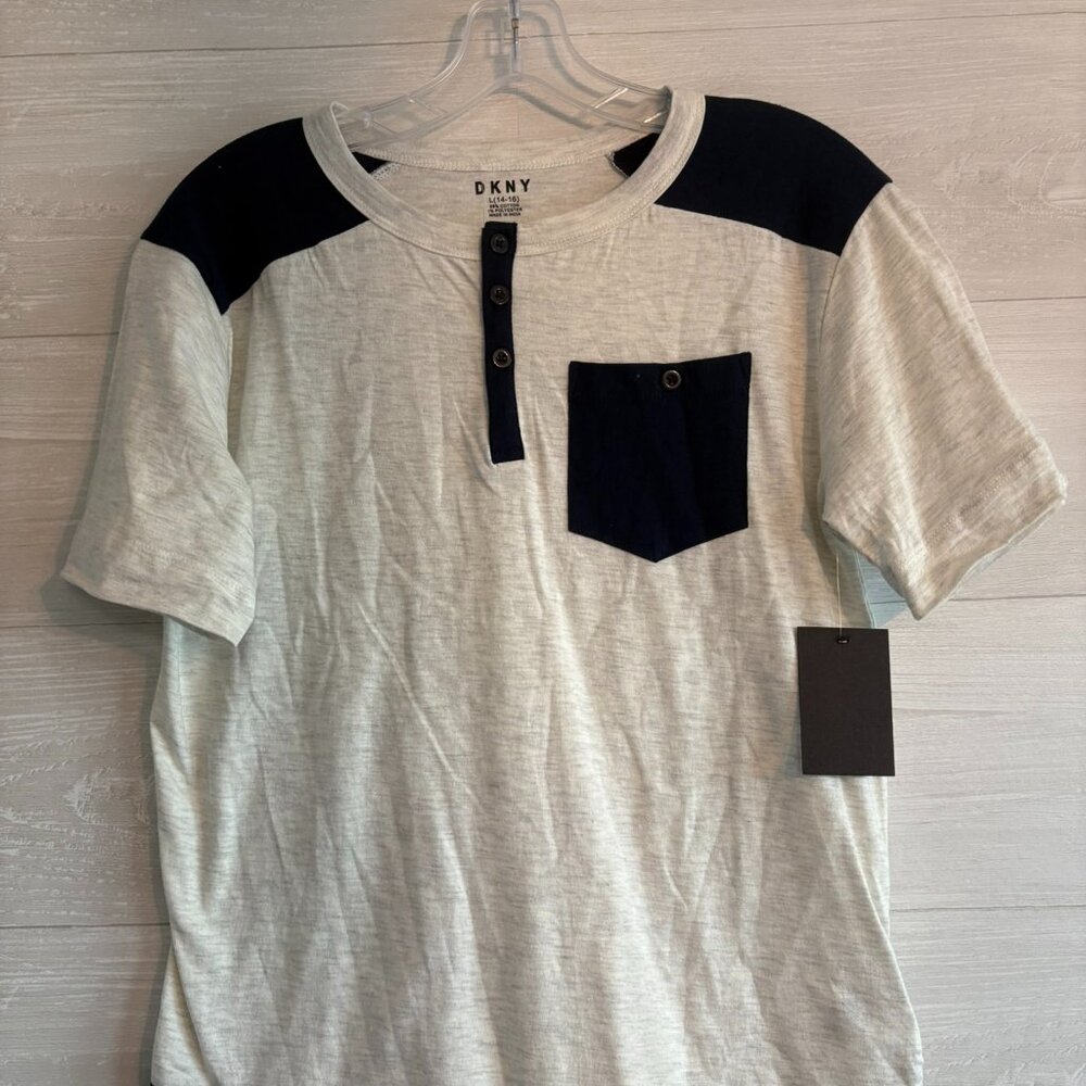 DKNY t-shirt blue and grey L(14-16)